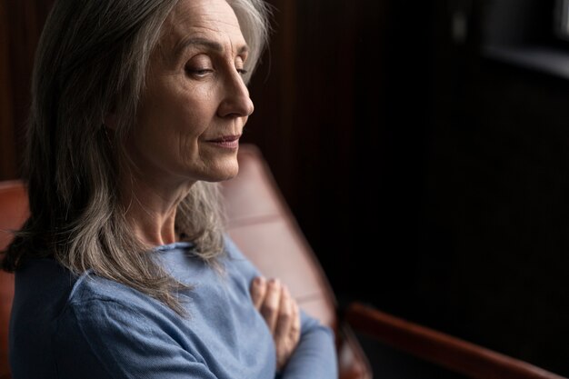 Close up portrait of senior woman