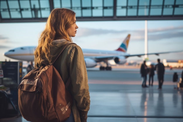 Free Photo close up portrait of traveling woman