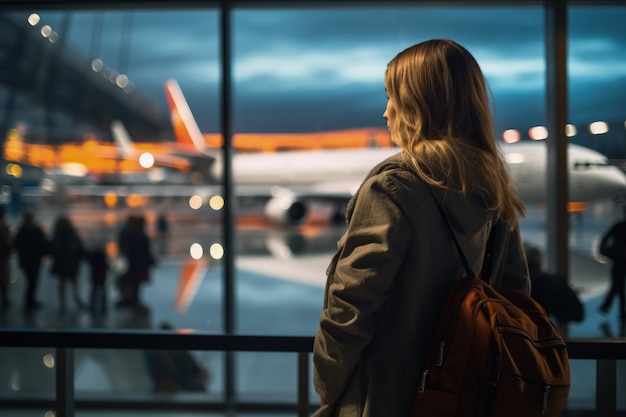 Close up portrait of traveling woman