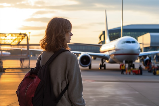 Free Photo close up portrait of traveling woman