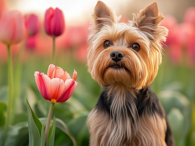 Close up portrait on yorkshire dog