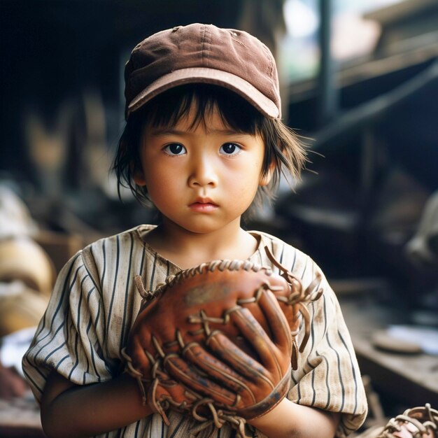 Close up portrait on young baseball player