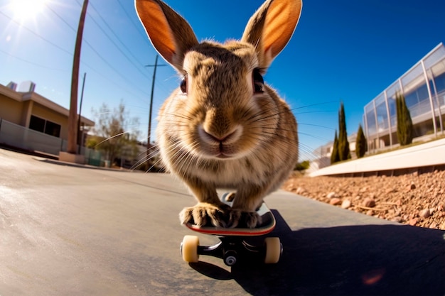 Free Photo close up on rabbit of skateboard