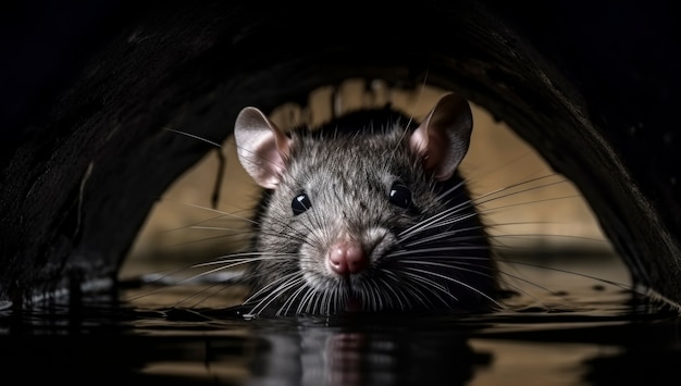 Close up on rat in sewage