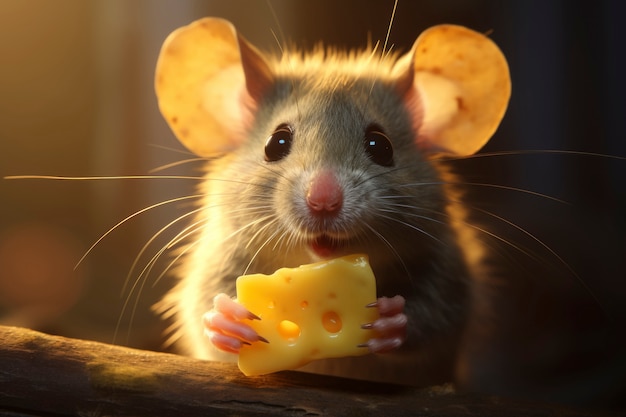 Close up on rat with cheese