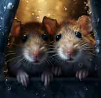 Free photo close up on rats protecting from rain