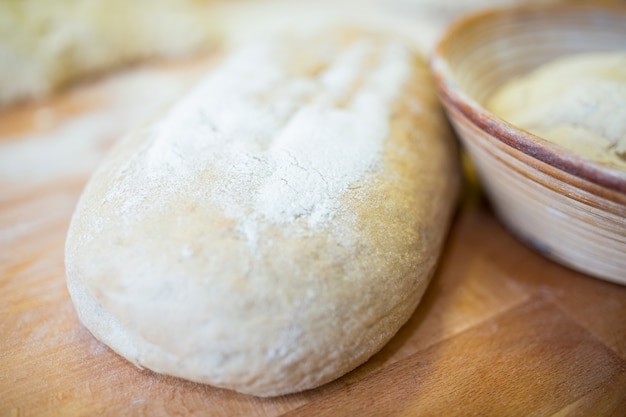 Close-up of raw bread dough