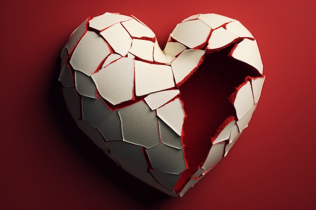 Free photo close up red broken heart