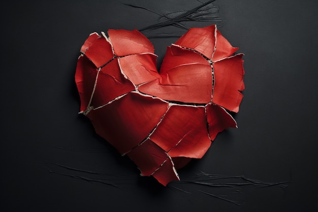 Close up red broken heart