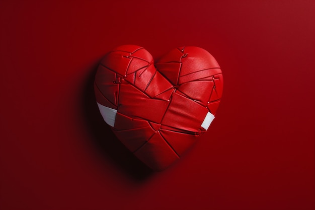 Close up red broken heart