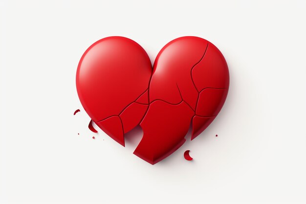 Close up red broken heart