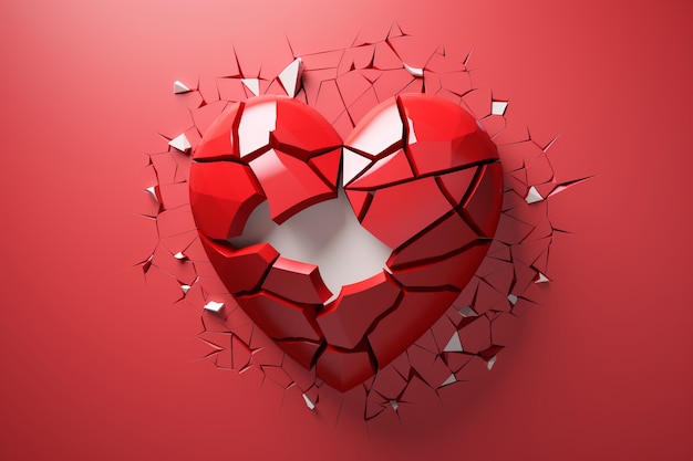 Free Photo close up red broken heart