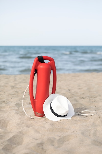 Close-up rescue can on the beach