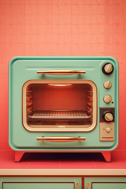 Close up on retro microwave