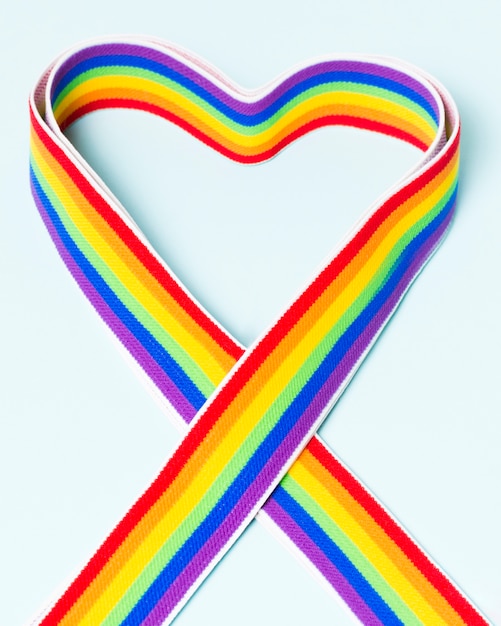 Close-up ribbon in gay pride colors