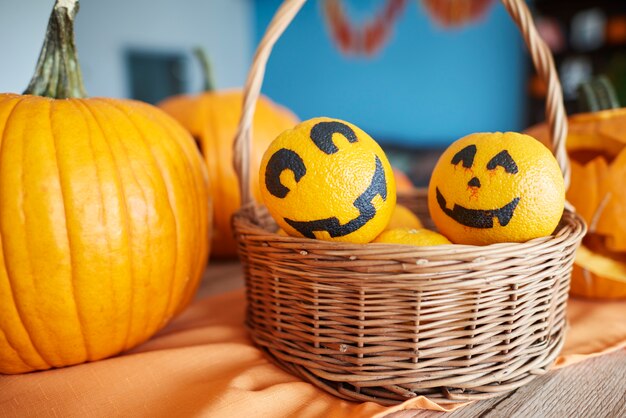 Close up on ripe and beautiful pumpkins