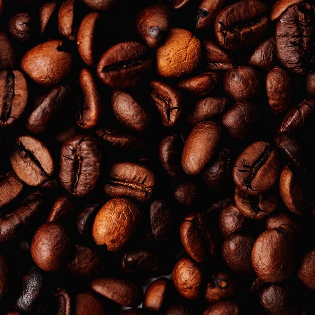 Close-up roasted coffee beans