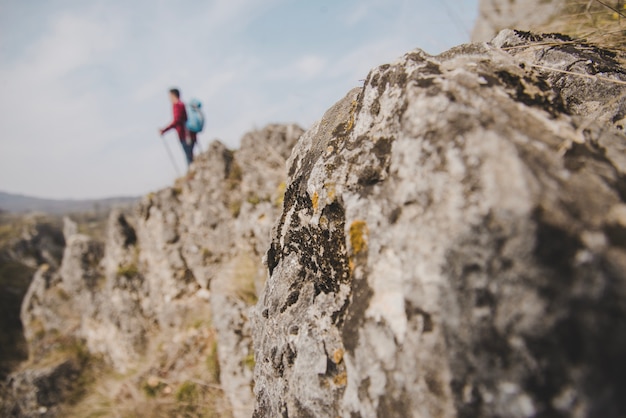 Free photo close-up of rocks with rambler background