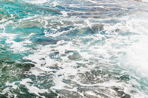 Close-up rocky coast with crystalline water