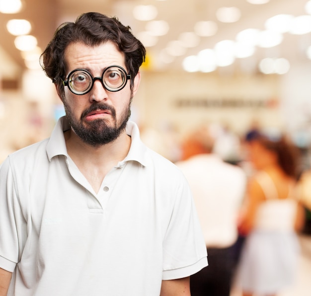 Free Photo close-up of sad man with beard