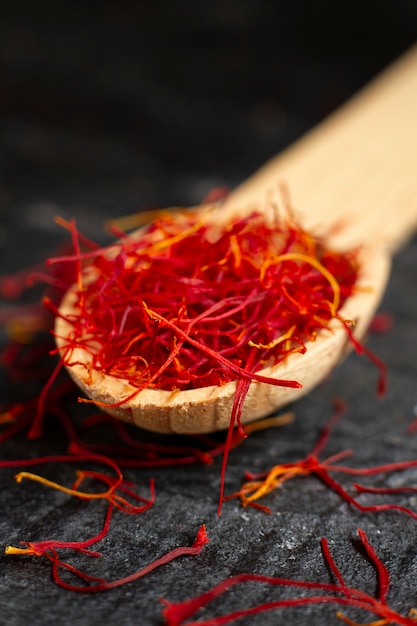 Close-up saffron still life arrangement