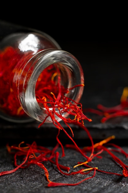 Close-up saffron still life arrangement