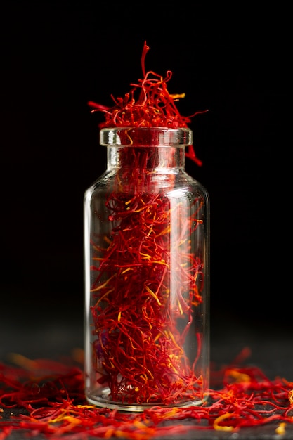 Close-up saffron still life arrangement