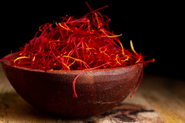 Close-up saffron still life arrangement