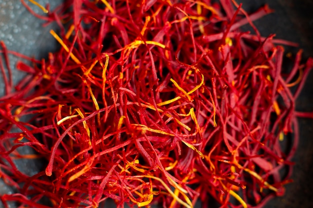 Close-up saffron still life arrangement