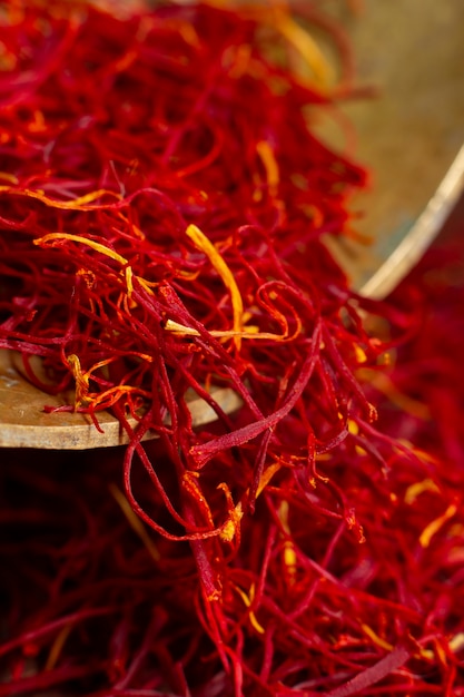 Close-up saffron still life arrangement