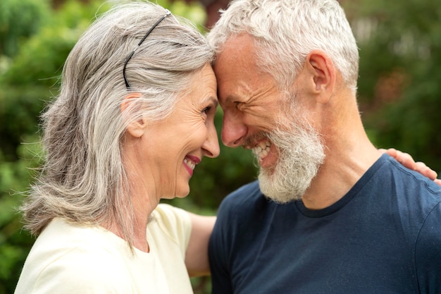 Close up senior romantic couple