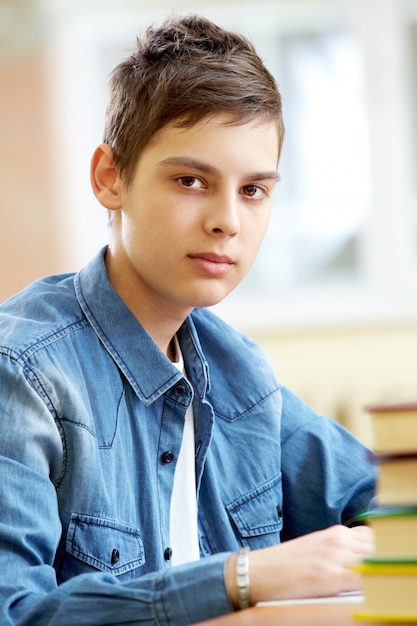 Close-up of serious teen