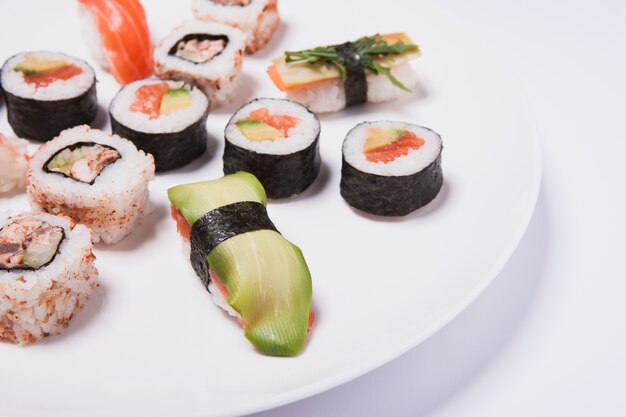 Close-up set of sushi on plate