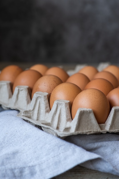 Close-up shot a dozen eggs