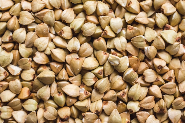 Close up shot of fresh  whole buckwheat