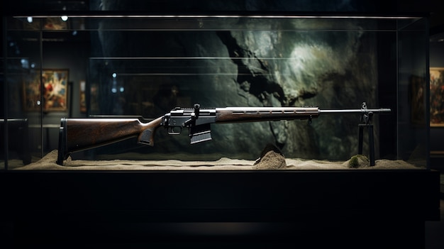 Free photo close up on shotgun showcased in museum