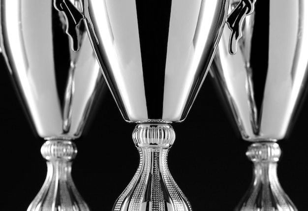 Free photo close-up of silver cup trophies