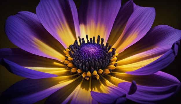 Close up of single purple flower head macro shot generative AI