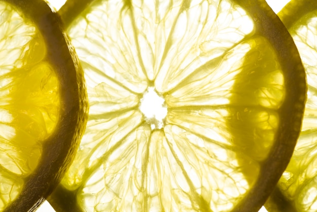 Free Photo close-up slices of sour lemon 