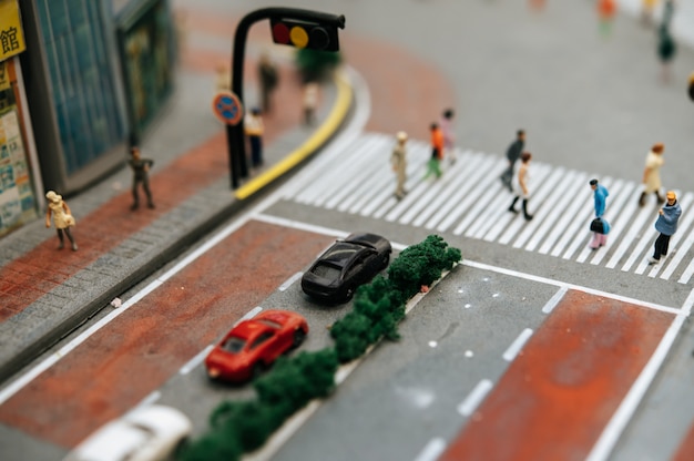 Free photo close up of small cars model on the road, traffic conception.