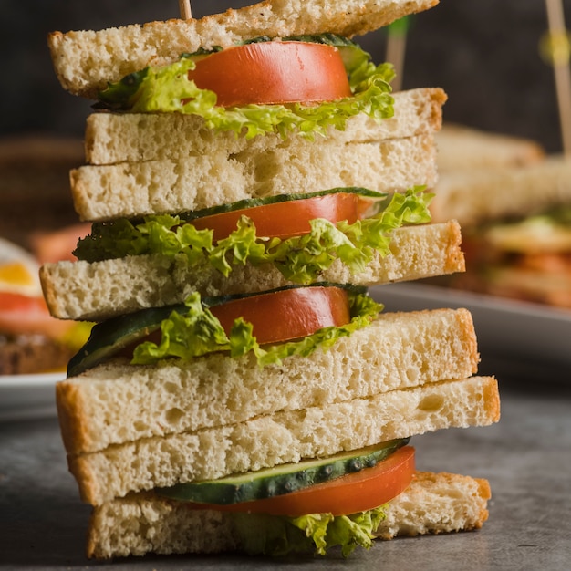 Free Photo close-up small sandwiches