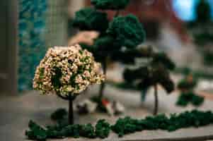 Free photo close up of a small tree with  flowers in the park.