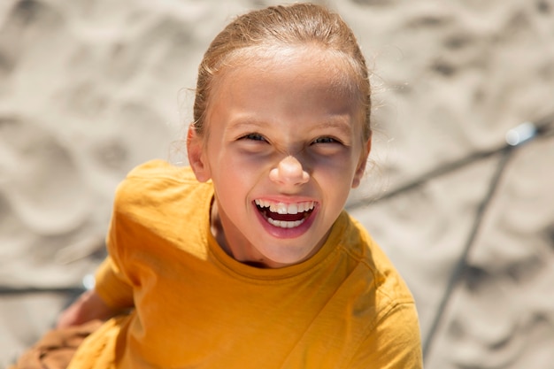 Close up smiley girl outdoors