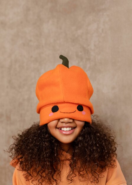 Close up smiley girl with mask