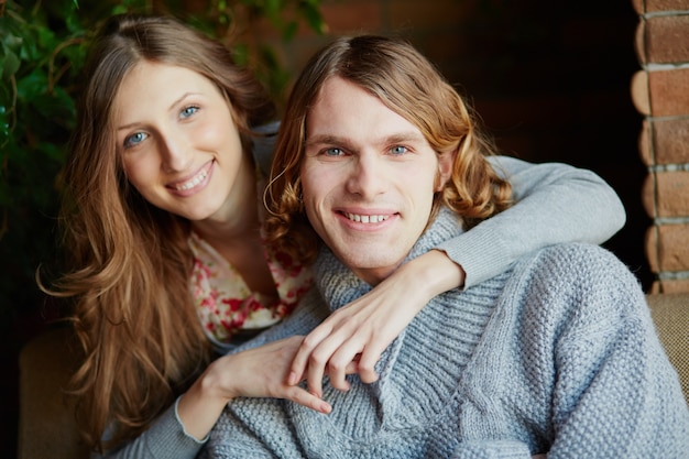 Close-up of smiling couple