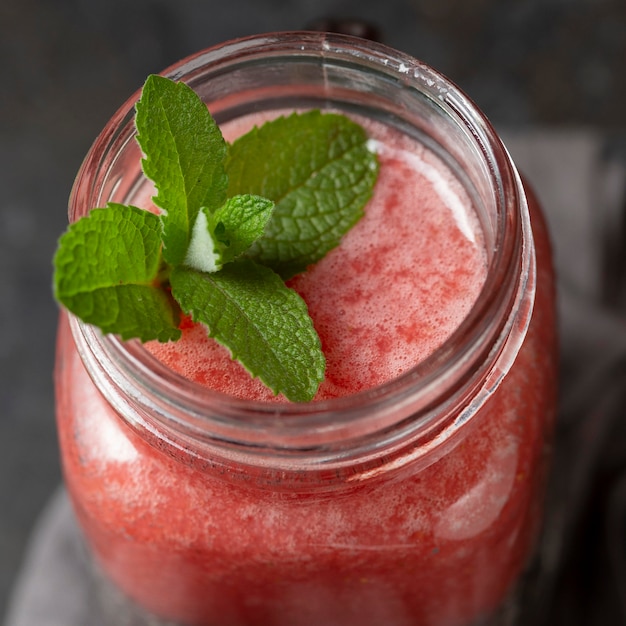 Close-up smoothie in jar