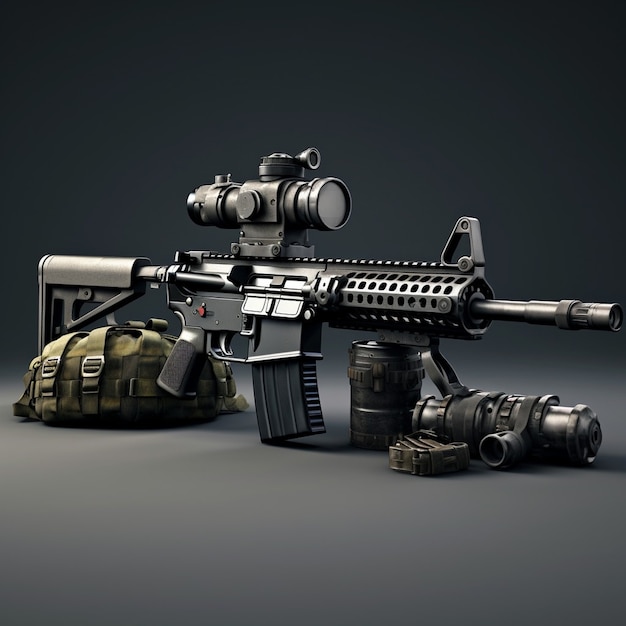 Free photo close up on sniper gun with ammunition