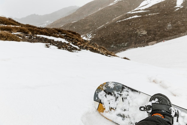 Close up snowboarder outdoors