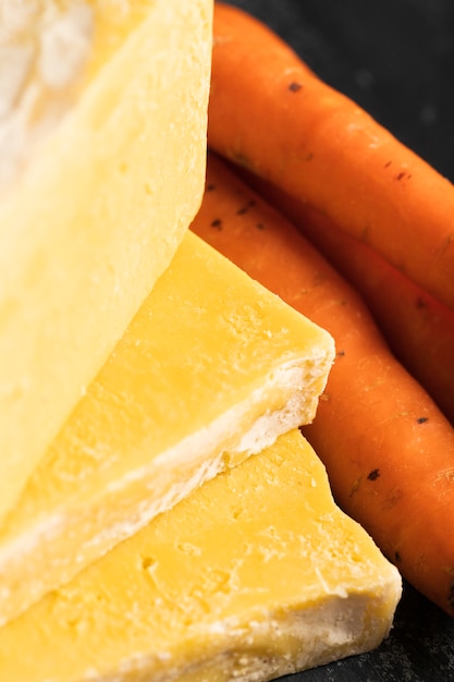 Free photo close-up soap of carrots with carrots beside