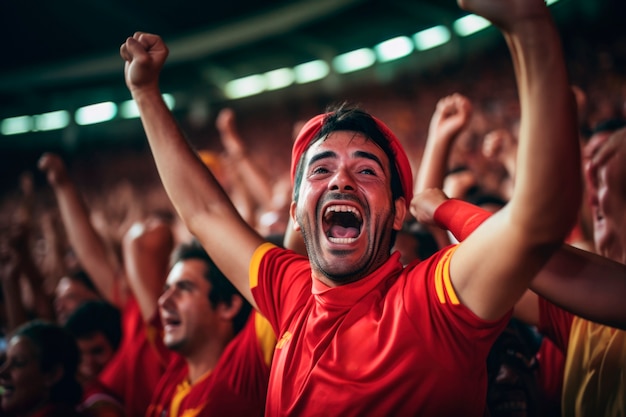 Close up on soccer fan watching the euro final